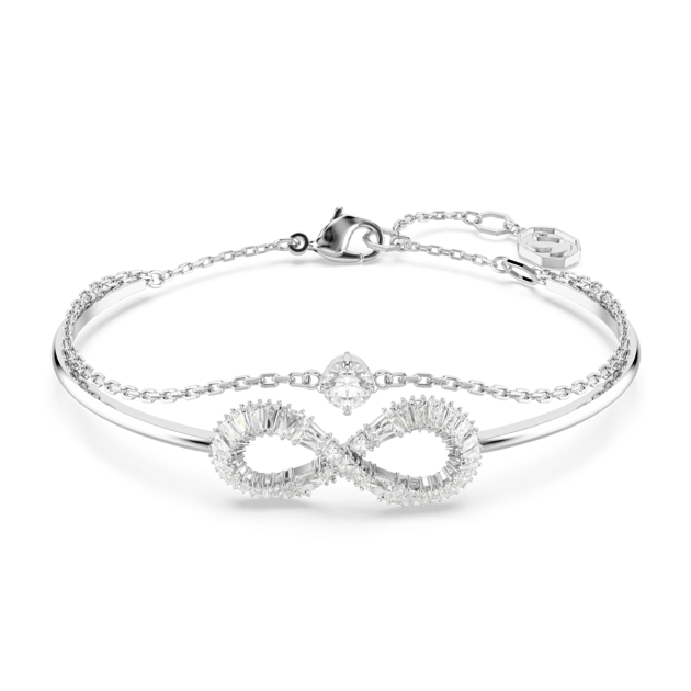 Bransoletka typu bangle Hyperbola, Nieskończoność, Biała, Powłoka z rodu