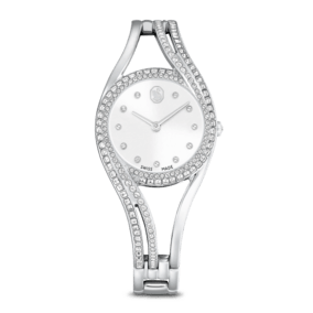 Hyperbola bangle watch, Swiss Made, Metal bracelet, Silver tone, Stainless steel