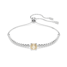 Matrix Tennis bracelet, Mixed cuts, Yellow, Rhodium plated