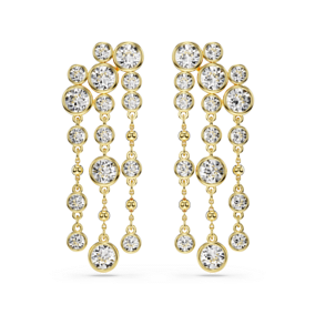 Imber drop earrings, Round cut, Chandelier, White, Gold-tone plated