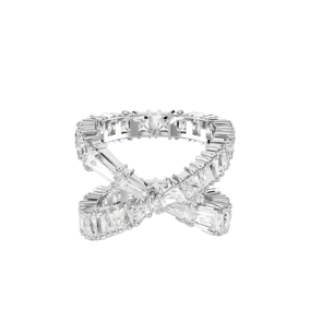 Hyperbola ring, Infinity, White, Silver-tone finish