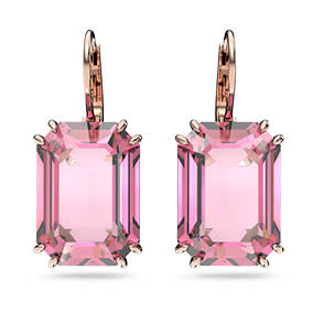 Długie kolczyki Millenia, Szlif ośmiokątny, Różowe, Powłoka w odcieniu różowego złota