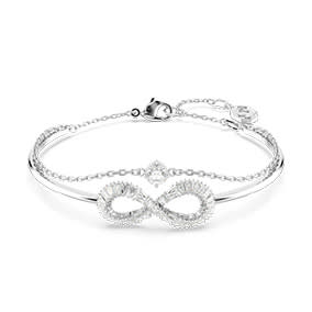 Pevný náramek Hyperbola, Infinity, bílá, pokoveno rhodiem