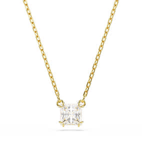 Wisiorek Stilla Attract, Szlif kwadratowy, Biały, Powłoka w odcieniu złota