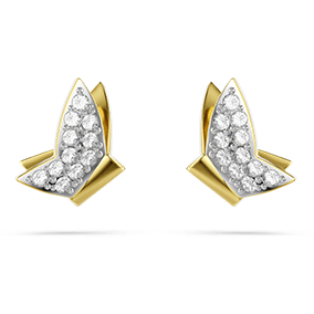 Idyllia Lilia stud earrings, Butterfly, White, Gold-tone plated