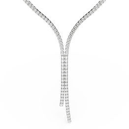 Matrix Y Necklace, Round cut, White, Rhodium plated