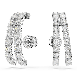 Matrix Ear Cuffs, Round cut, White, Rhodium plated