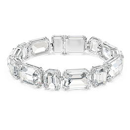 Millenia Bracelet,Octagon cut, White, Rhodium plated