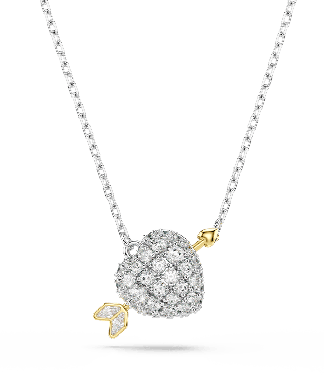 Wisiorek Idyllia, Szlify różnorodne, Serce, Biały, Wykończenie z różnobarwnych metali