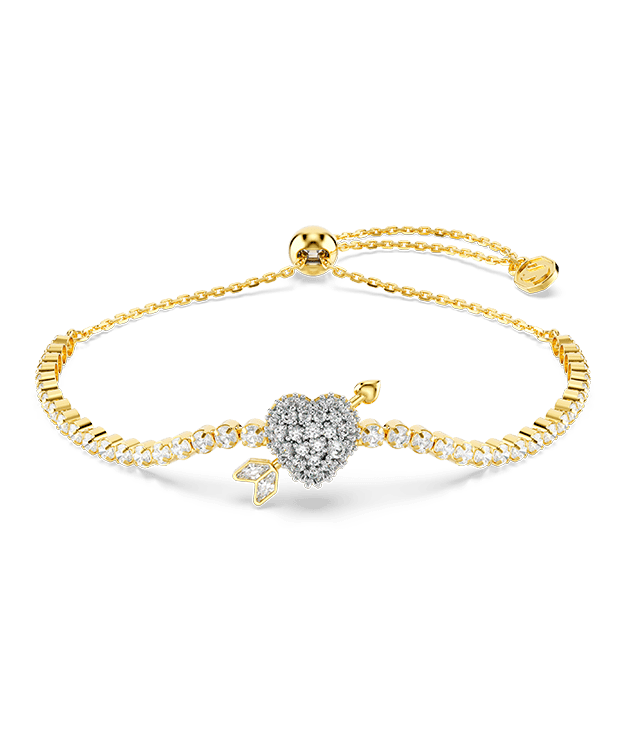 Bransoletka Idyllia, Szlify różnorodne, Serce ze strzałą, Biały, Powłoka w odcieniu złota