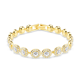 Náramek Una Angelic, kulatý výbrus, pavé, střední, bílá, pokoveno ve zlatém odstínu