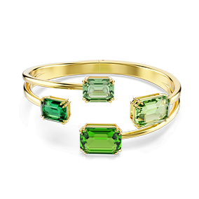 Bransoletka typu bangle Millenia, Szlif ośmiokątny, Zielona, Powłoka w odcieniu złota