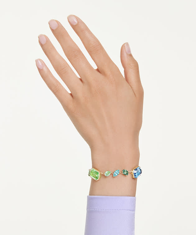 Gema bracelet, Mixed cuts, Multicoloured, Gold-tone plated