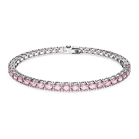 Matrix Tennis bracelet, Round cut, Pink, Rhodium plated