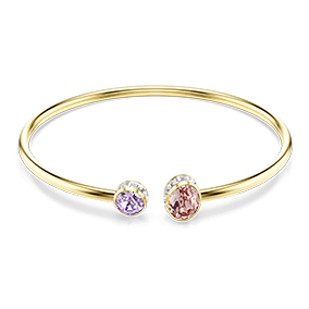 Chroma bangle, Mixed cuts, Multicoloured, Gold-tone plated