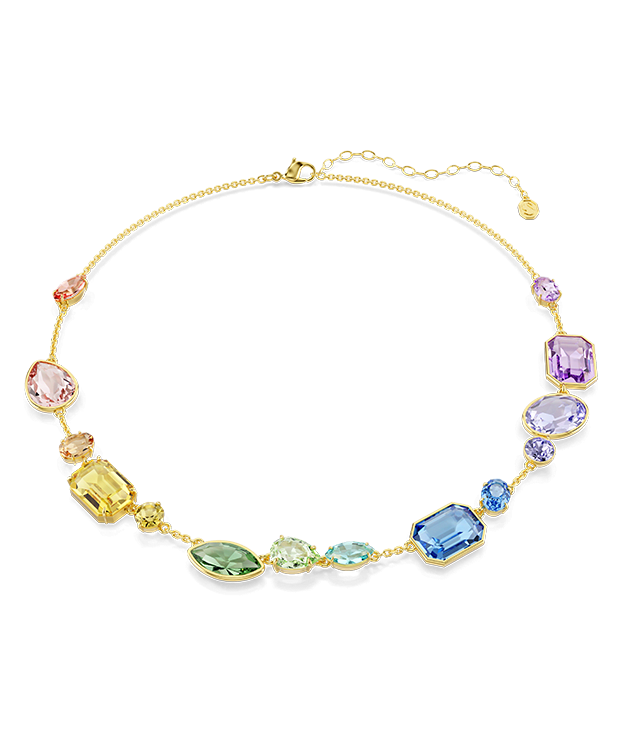 Gema necklace, Mixed cuts, Multicoloured, Gold-tone plated