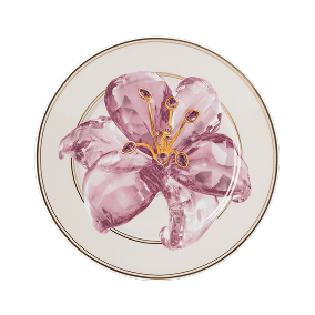 Idyllia bread plate, Porcelain, Crystal print motif, Lily, Purple
