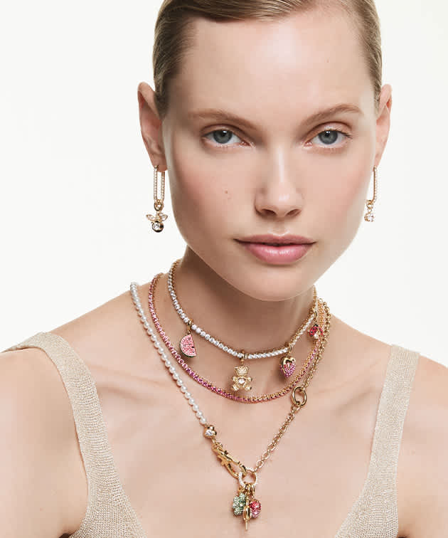Model wearing Swarovski jewellery