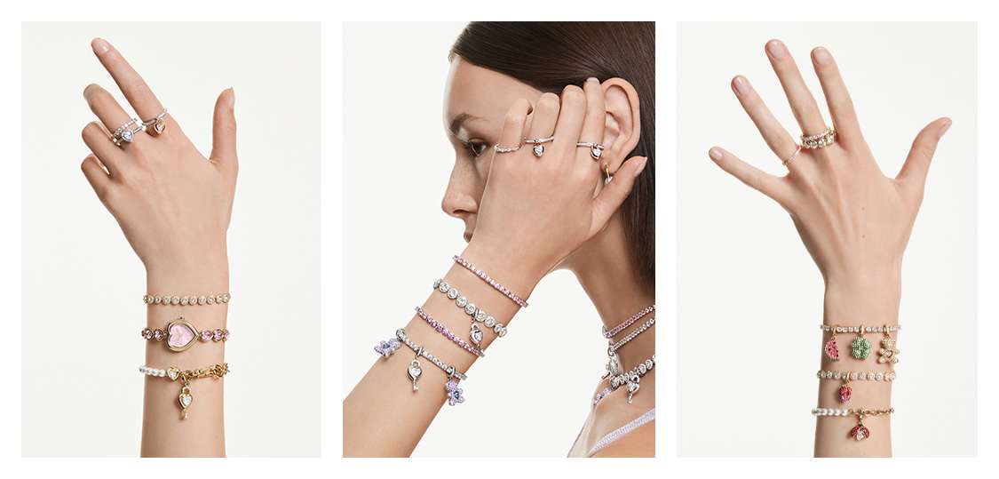 Swarovski bracelets on models' wrists