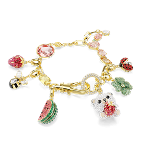 Idyllia bracelet, Mixed cuts, Mixed motifs, Multicoloured, 18K gold finish