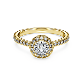 Eternity halo solitaire ring, Lab-grown diamonds 0.8 ct tw, Round shape, White, 18K yellow gold