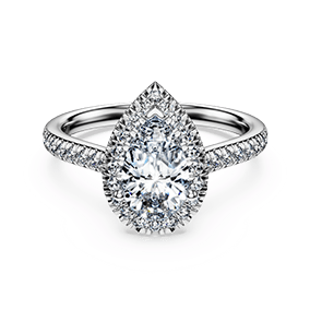 Eternity halo solitaire ring, Lab-grown diamonds 1.3 ct tw, Pear shape, 18K white gold