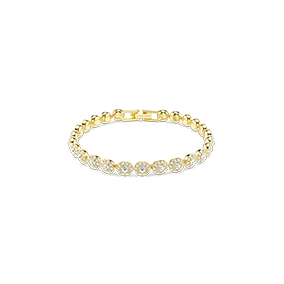 Una Angelic bracelet, Round cut, Pavé, Medium, White, Gold-tone plated