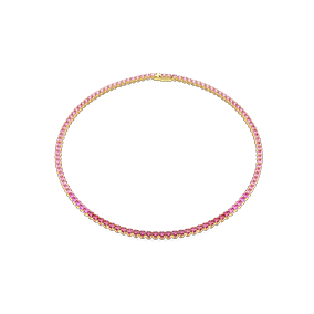 Matrix Tennis necklace, Round cut, Pink, Gold-tone plated