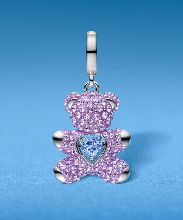 Purple Idyllia charm in the shape of a teddy bear