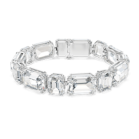 Bransoletka typu bangle Millenia, Szlif ośmiokątny, Biała, Powłoka z rodu