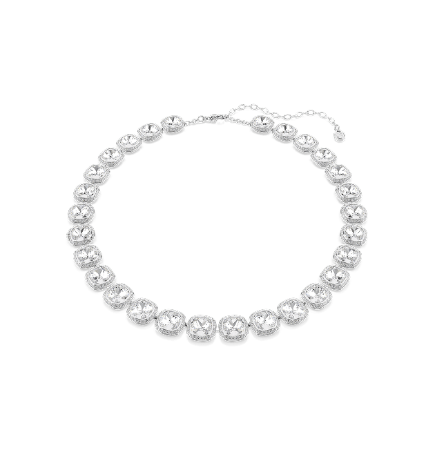 Una Angelic necklace, Cushion cut, White, Rhodium plated