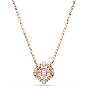 Una necklace, Clover, Pink, Rose gold-tone plated