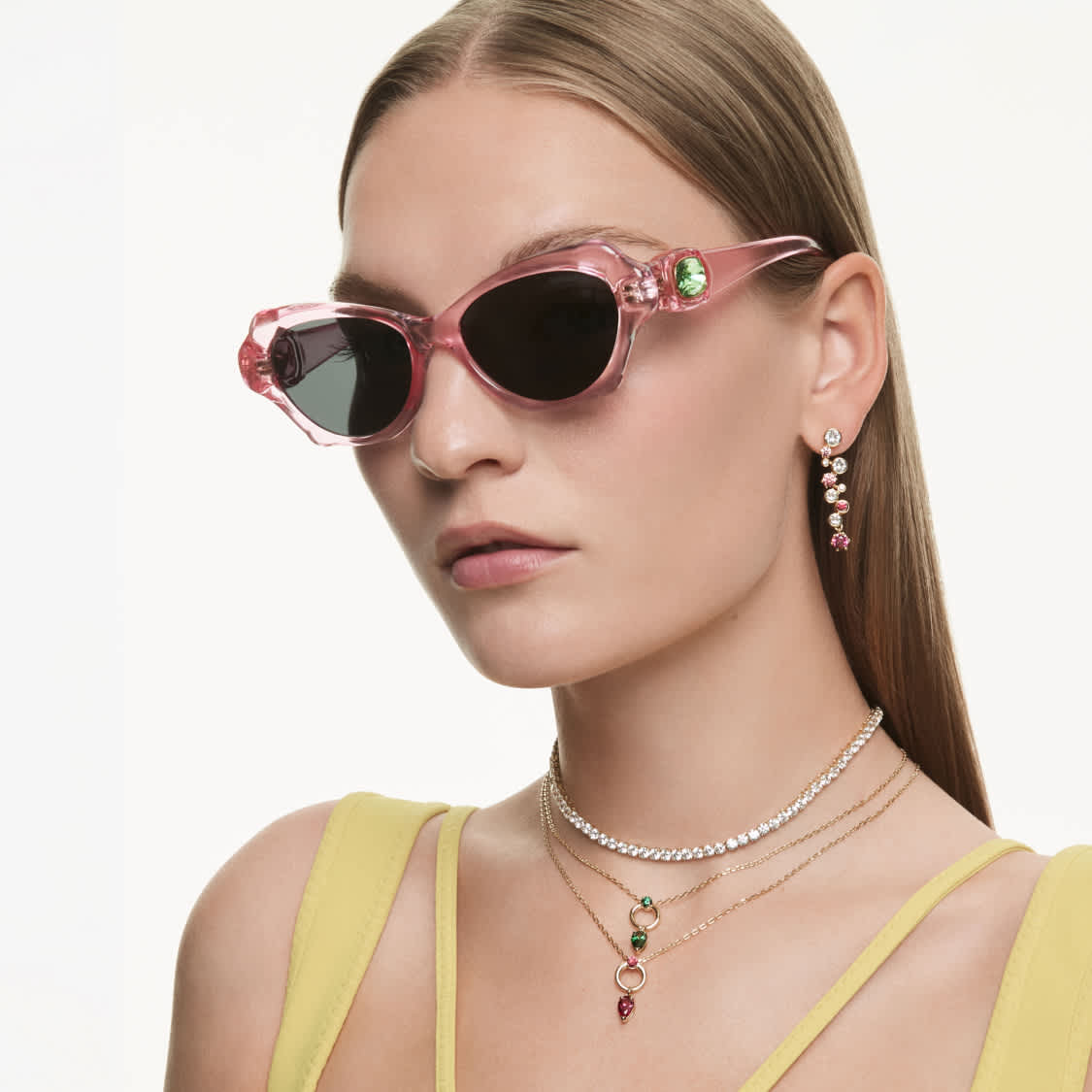 Model wearing Swarovski jewellery