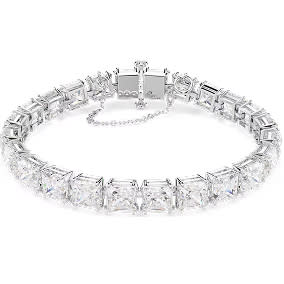 Matrix Tennis bracelet, White, Rhodium plated
