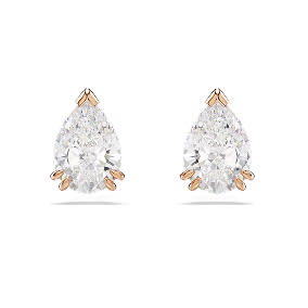 Stilla stud earrings, Pear cut, White, Rose gold-tone plated