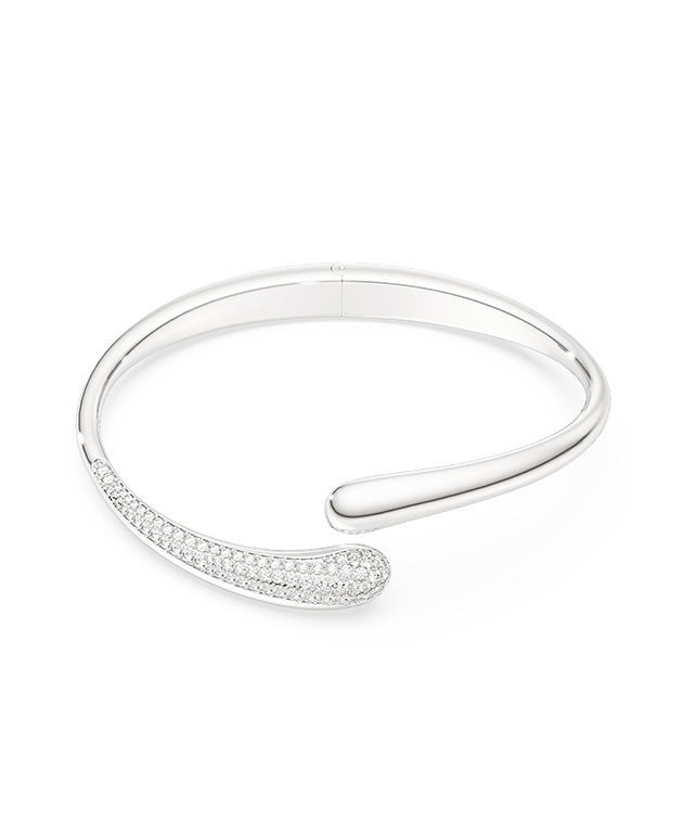 Bransoletka typu bangle Swarovski Classica, Przepleciona, Szlif okrągły, Biała, Srebro standardowe