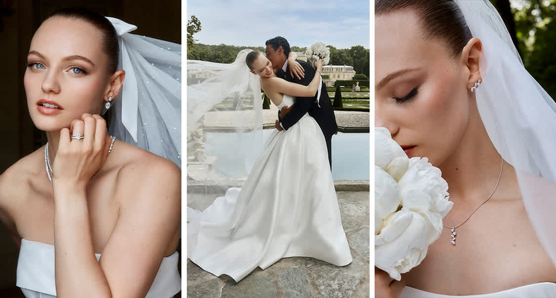 Bride wearing Swarovski Created Diamonds jewelry