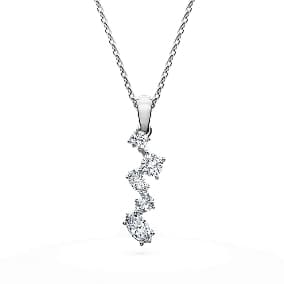 Galaxy pendant, Lab-grown diamonds 0.9 ct tw, Mixed shapes, 14K white gold