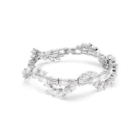 Mesmera bracelet, Mixed cuts, White, Rhodium plated