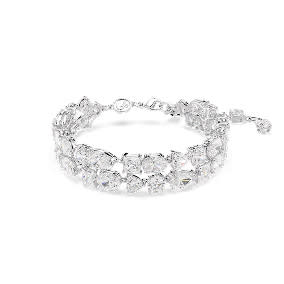 Mesmera bracelet, Mixed cuts, White, Rhodium plated