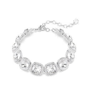 Una Angelic bracelet, Cushion cut, White, Rhodium plated