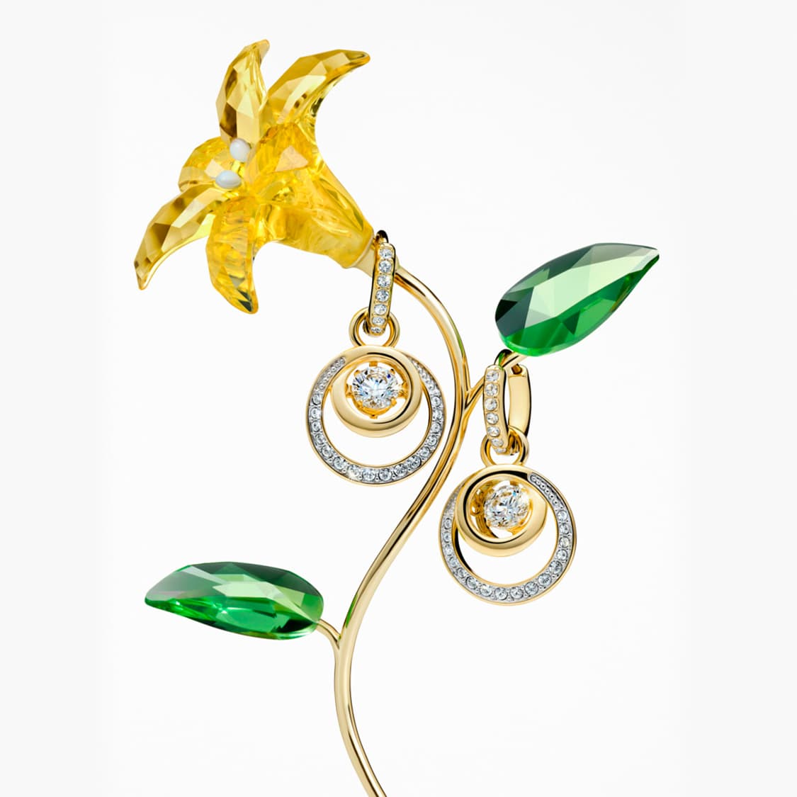 Swarovski Florere Lily with Swarovski earrings hanging on it