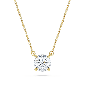 Eternity solitaire pendant, Lab-grown diamonds 1 ct tw, Round shape, 18K yellow gold