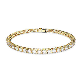 Matrix Tennis bracelet<br />Round cut, White, 18k gold plated