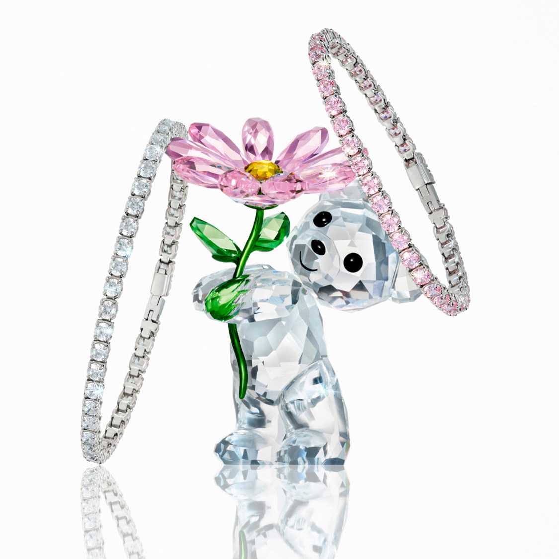 Swarovski Kris Bear A Daisy For You figurine and two Swarovski bracelets