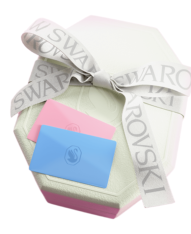 Karty podarunkowe Swarovski na białym pudełku