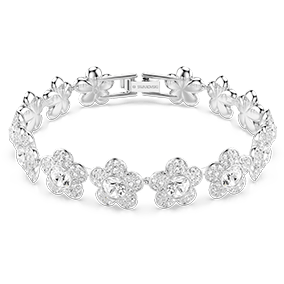 N&aacute;ramek Ariana Grande x Swarovski, kulat&yacute; v&yacute;brus, květina, b&iacute;l&aacute;, pokoveno rhodiem