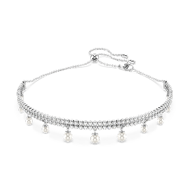 Naszyjnik typu choker Ariana Grande x Swarovski, Kryształowa Perła, Szlif okrągły, Biały, Powłoka z rodu