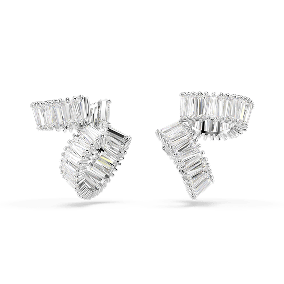 Nausznice Ariana Grande x Swarovski, Szlif schodkowy typu baguette, Białe, Powłoka z rodu