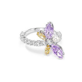 Pierścionek z motywem Ariana Grande x Swarovski, Szlify różnorodne, Ważka, Różnokolorowy, Powłoka z rodu